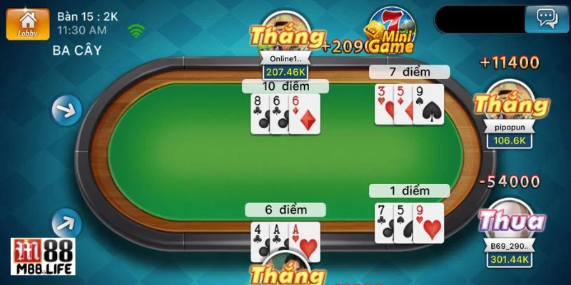 Cách chơi bài ba cây online chi tiết mà bạn cần biết khi tham gia tại nhà cái M88.